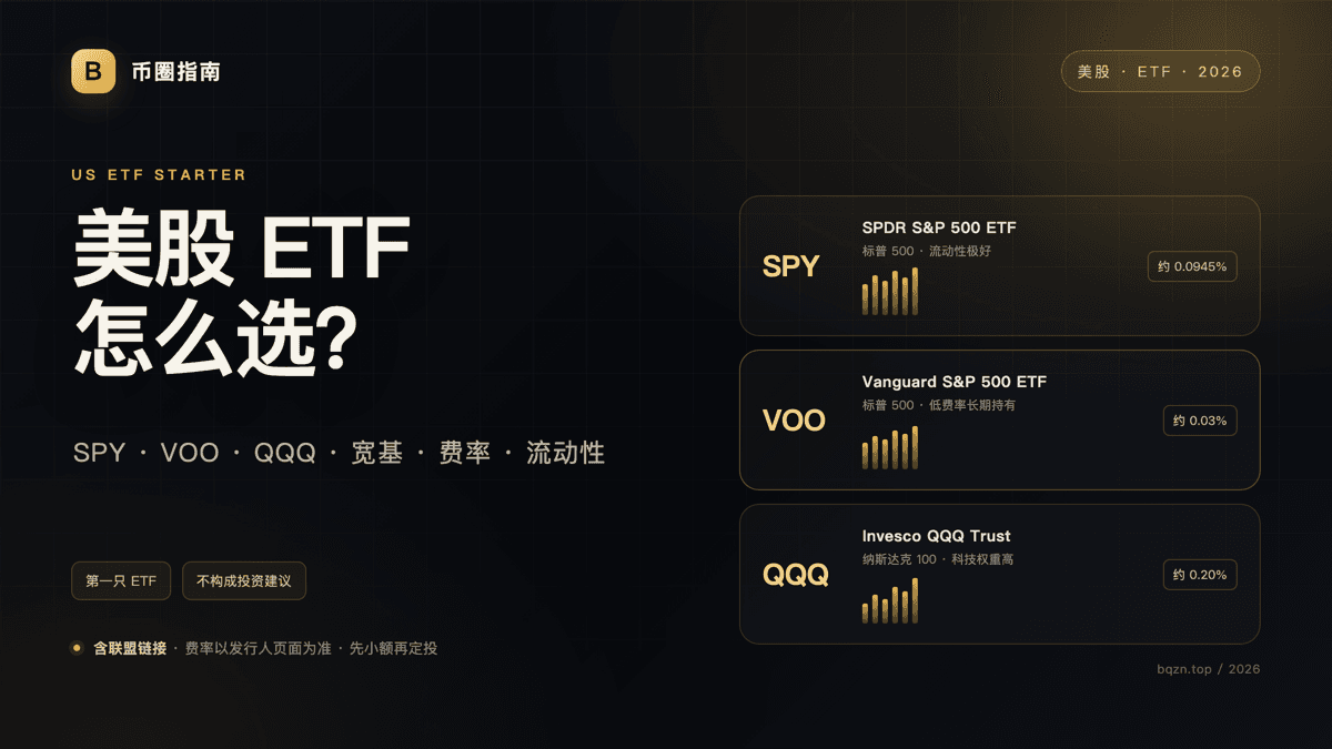 美股 ETF 新手怎么选?SPY、VOO、QQQ 区别