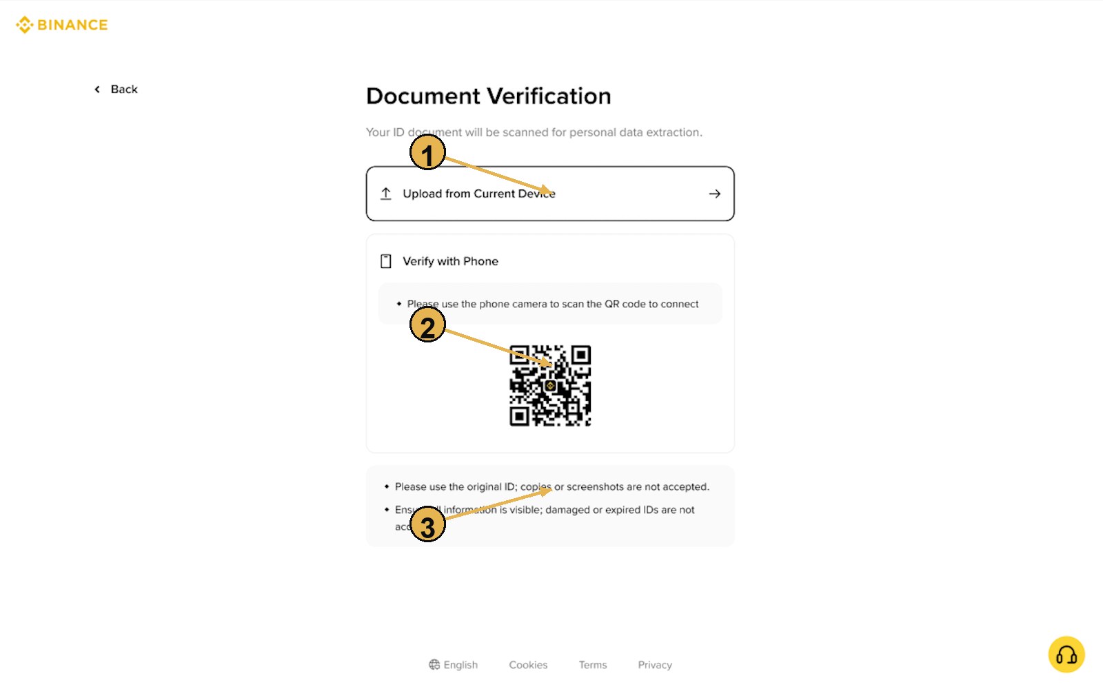 币安 KYC：上传证件或手机扫码