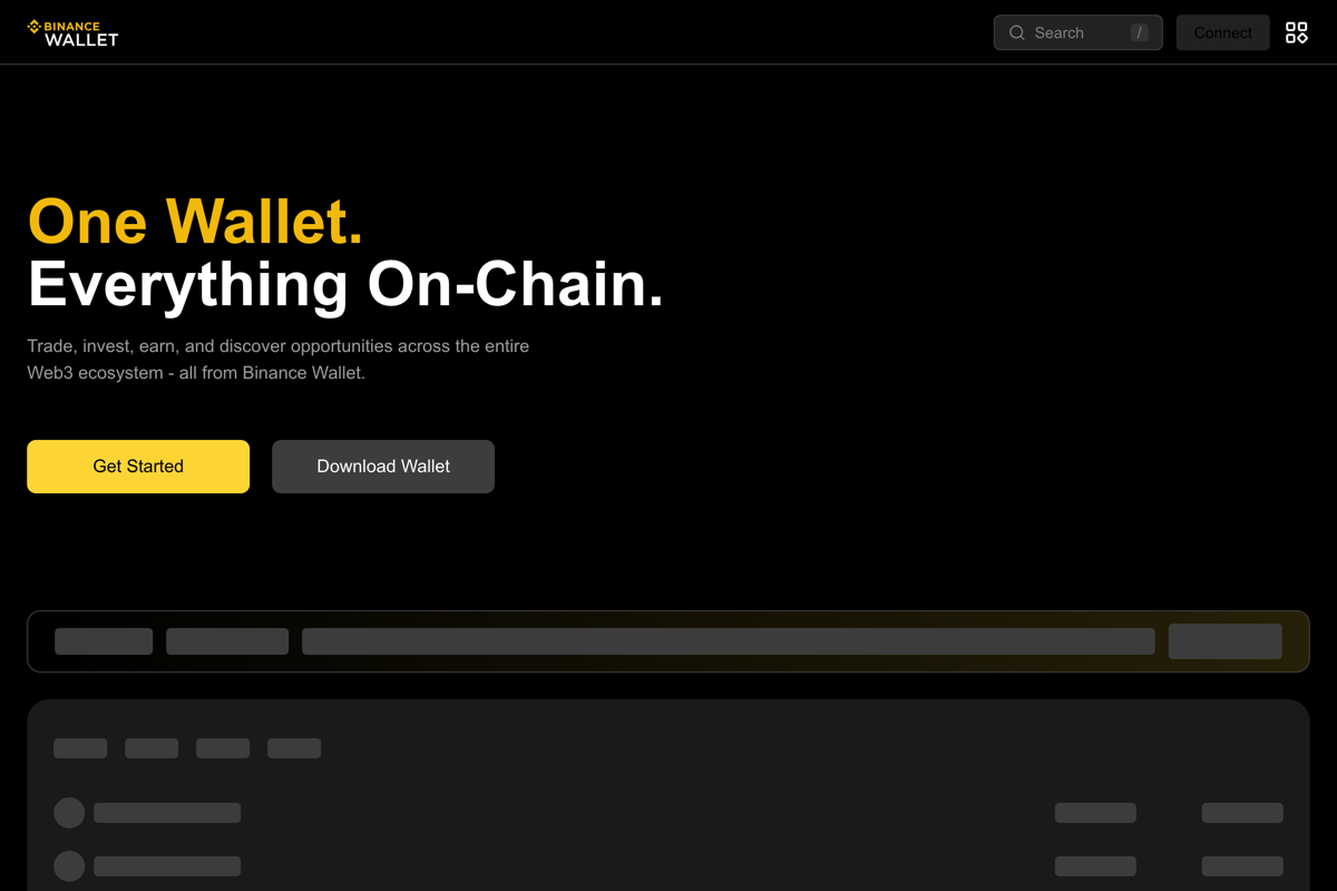 Binance Wallet 官网截图:产品入口