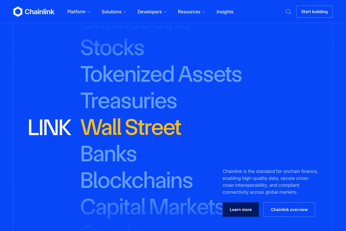 Chainlink 官网截图:数据与资产上链