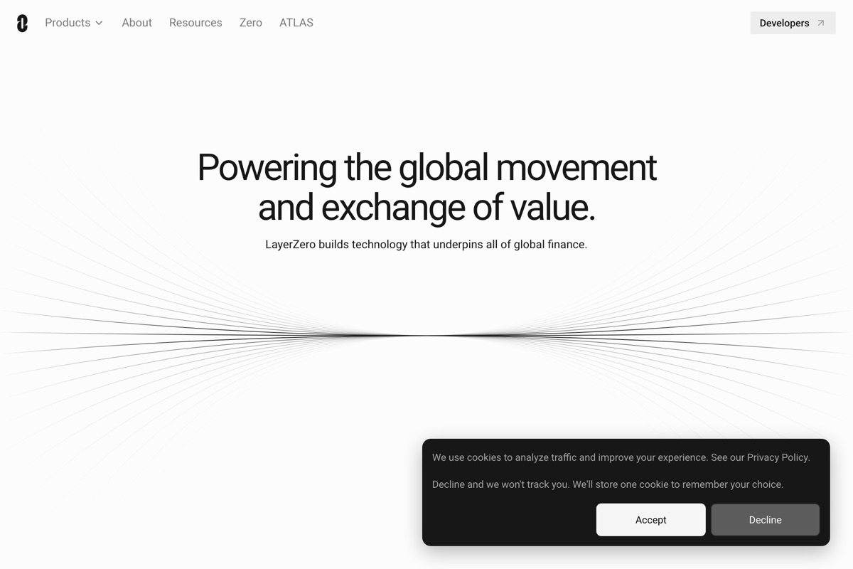 LayerZero 官网截图：全链互操作定位