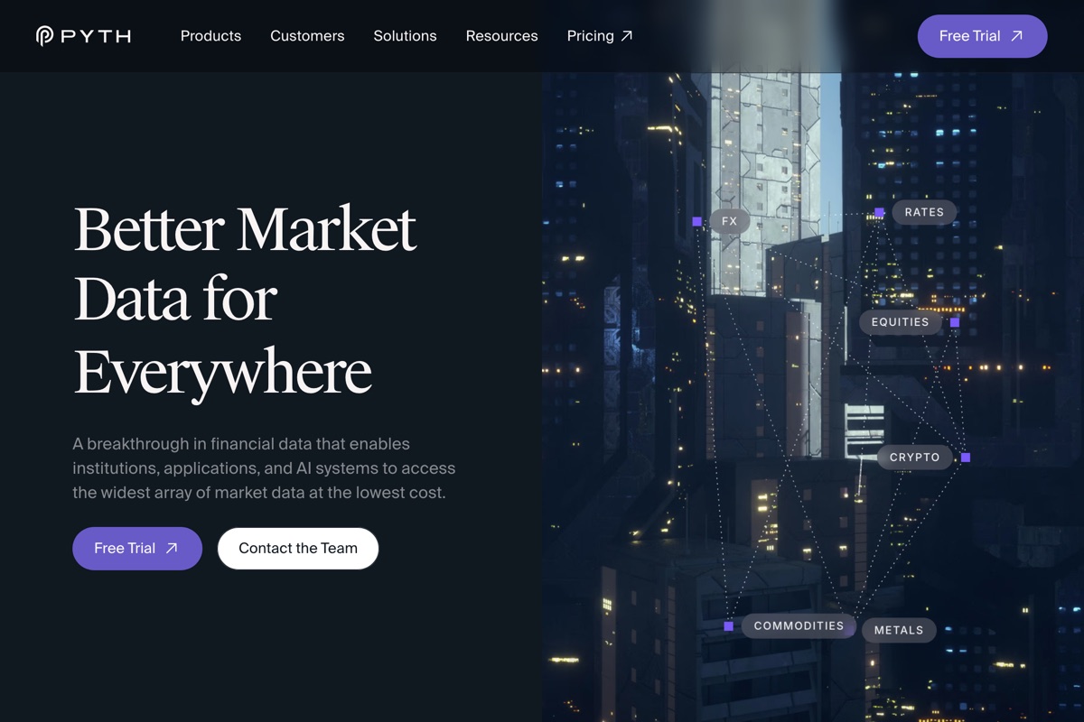 Pyth 官网截图：市场数据产品